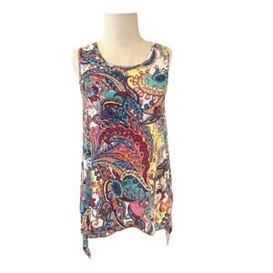 Spedse Blouse Top Womens Medium Multicolor Paisley Sleeveless Round Neck